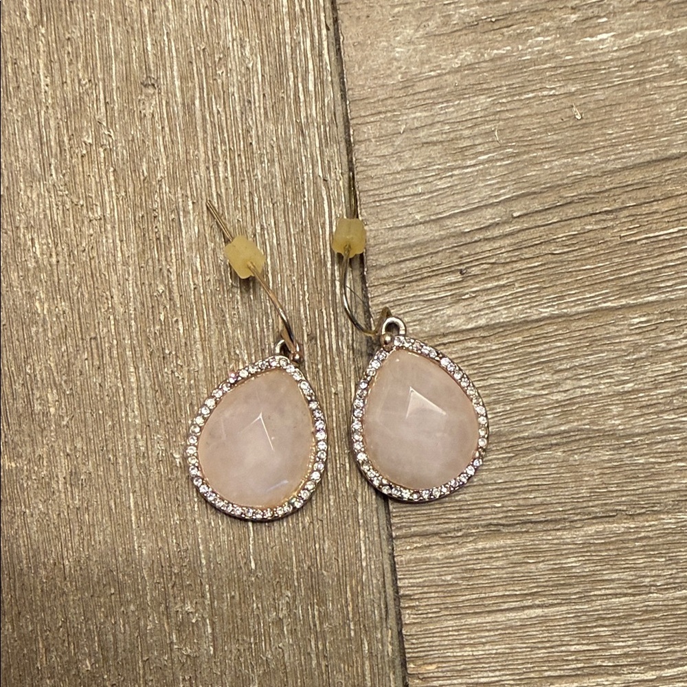 Elegant Rose Quartz Teardrop Earrings